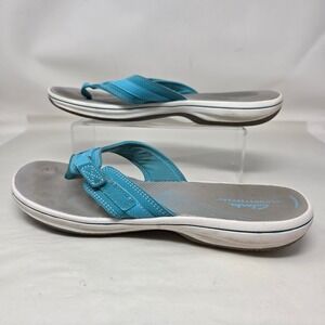 Clarks Cloudsteppers Arla Glitz Flip Flop Sandals Womens 9 Blue Good Comfort